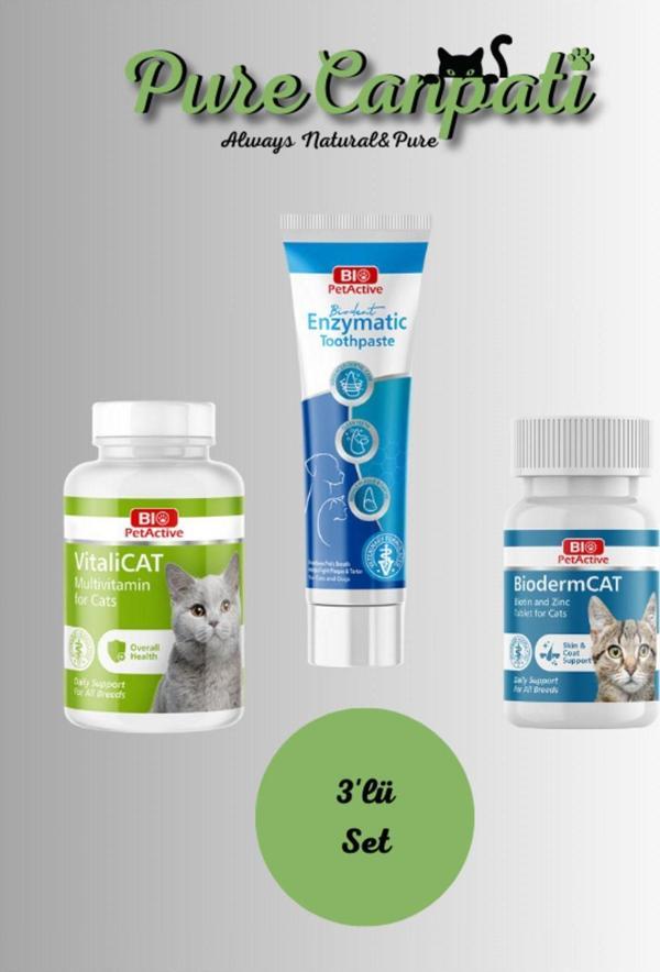 PureCanpati Kedi Multivitamin,DişMacunu ve Biotin Çinko Seti - Image 1