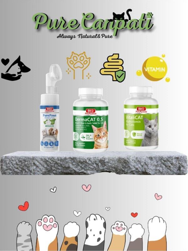 PureCanpati Kediler İçin Pati Temizleme,Sarımsak Tablet ve Multivitamin - Image 1