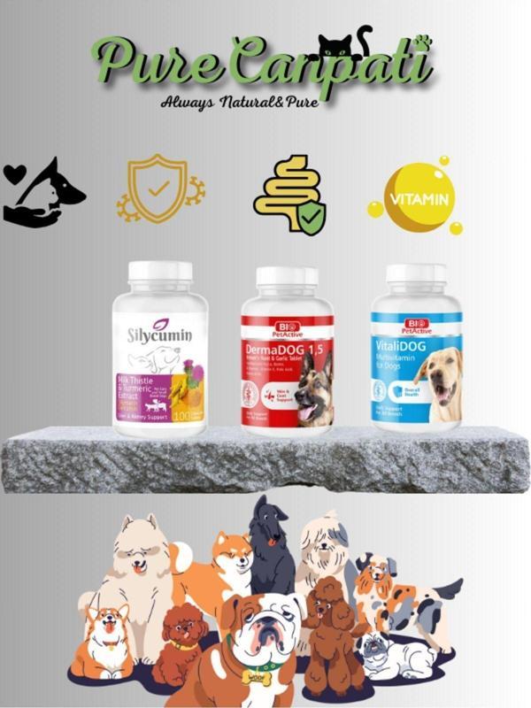 PureCanpati Köpek Vitamin,Tüy Bakım Destek Seti(Silycumin,Dermadog ,Vitalidog) - Image 1