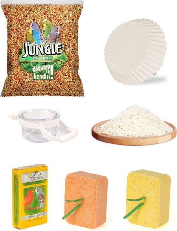 PureCanpati Muhabbet Kuş Ihtiyaç Seti(yem,mamalık,kalsiyum Bok,enerji Blok,gagataşı) - Image 1