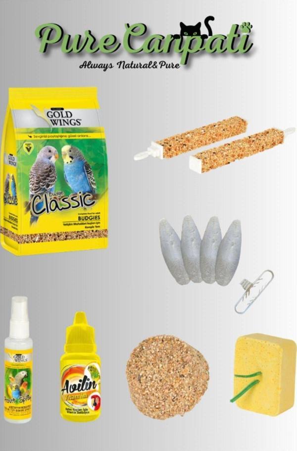 PureCanpati Muhabbet Kuş Yem,Vitamin ve Bakım Seti - Image 1