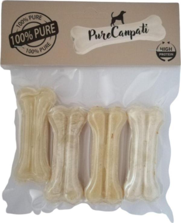 PureCanpati Doğal Köpek Pres Kemiği Beyaz 4 Adet 7cm Küçük Irk Ve Yavru Köpekler Için 20-25 gr - Image 1