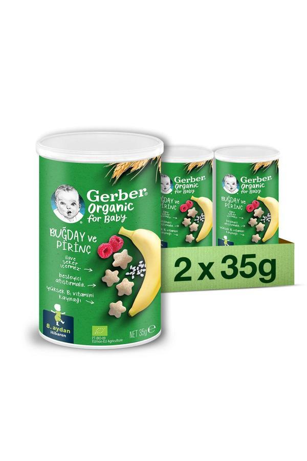 GERBER Organik Pirinçli Buğdaylı Muzlu Bebek Atıştırmalığı 35g X 2 - Image 1