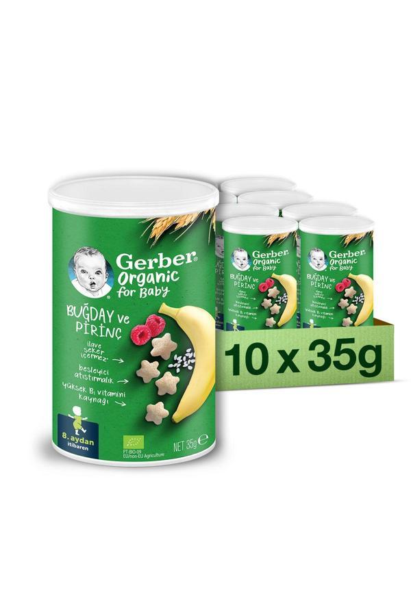 GERBER Organik Pirinçli Buğdaylı Muzlu Bebek Atıştırmalığı 35g X10 - Image 1
