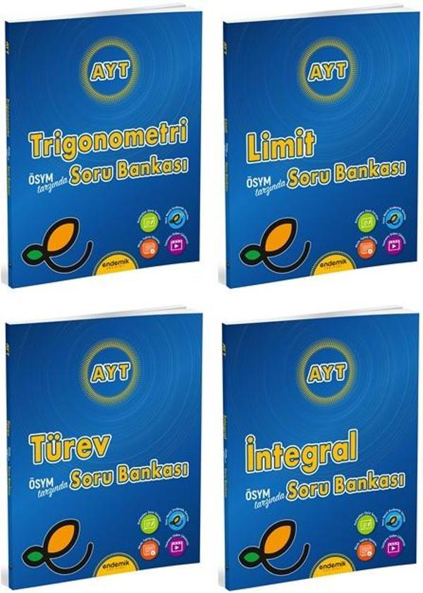 Endemik 2025 Ayt Trigonometri + Limit + Türev + İntegral Soru Bankası Seti 4 Kitap - Endemik Yayınları - Image 1
