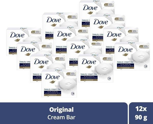Dove Beauty Cream Bar Katı Güzellik Sabunu Original Ne mledirici Etkili 90 G X12 - Image 1