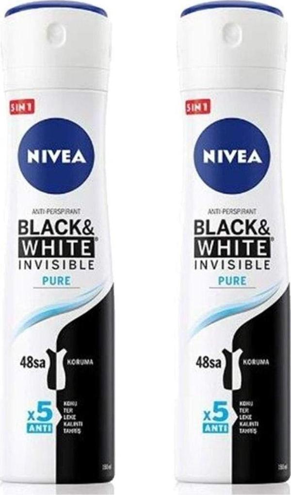 Nivea 2 Adet Invisible Black & White Pure Kadın Deodorant Sprey 150 ml - Image 1