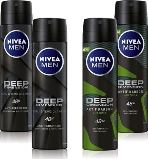 Nivea Bay Deodorant Deep Dimension Aktif Karbon 150 ml X 2 Adet + Deodorant Bay Deep Dimension - Image 1