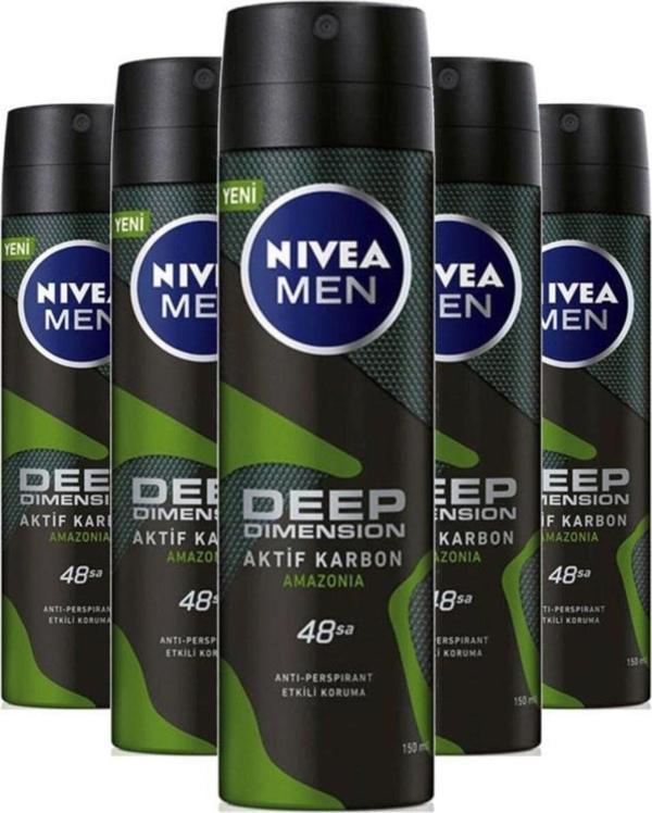Nivea Deep Dimension Amazonia Erkek Deodorant 150 ml X5 - Image 1