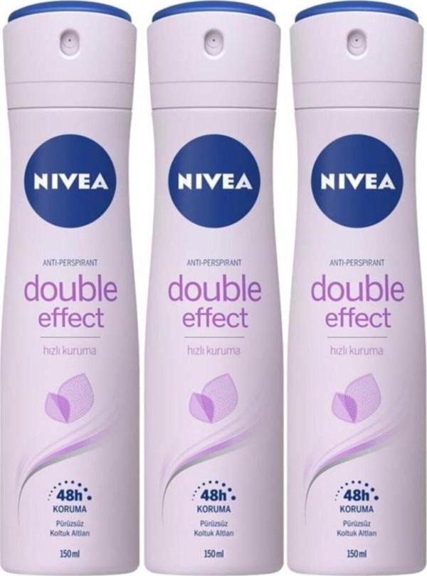 Nivea Double Effect Mor Düşler Sprey Deodorant 150 ml Kadın 3 Adet - Image 1