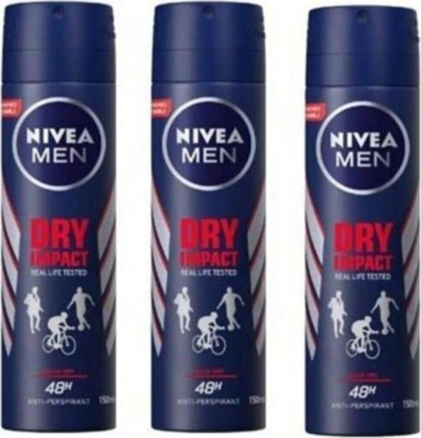 Nivea Erkek Men Deo Sprey Dry Impact Deodorant 150 ml X3 Adet - Image 1