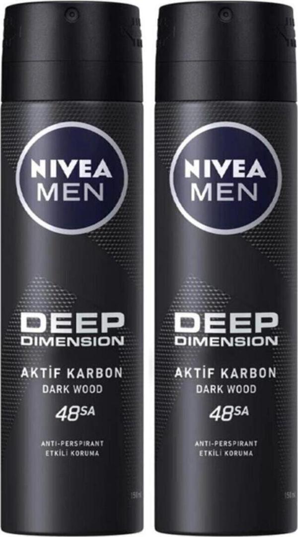 Nivea Man Deep Dimension Sprey Deodorant 150 ml 2 Adet - Image 1