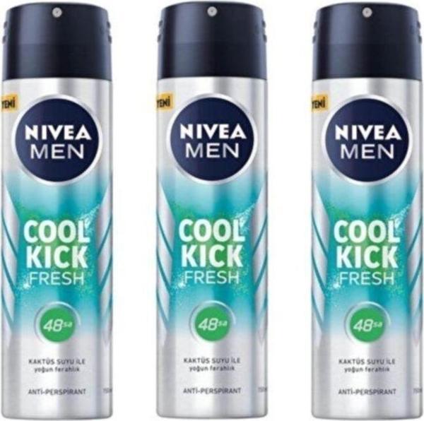 Nivea Men Cool Kick Fresh 48H Kaktüs Suyu Anti-Perspirant Erkek Deodorant X 3 Adet - Image 1