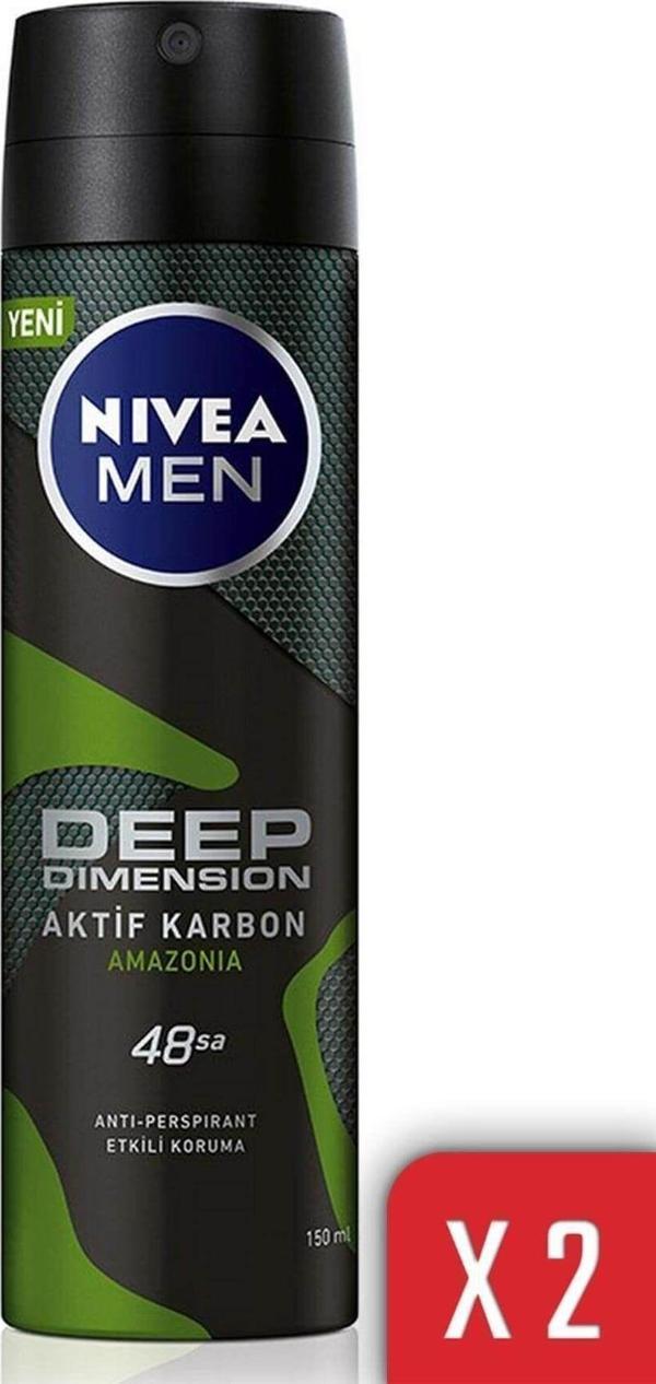 Nivea Men Deep Dimension Amazonia Sprey Deodorant 150 ml Erkek X 2 Adet - Image 1