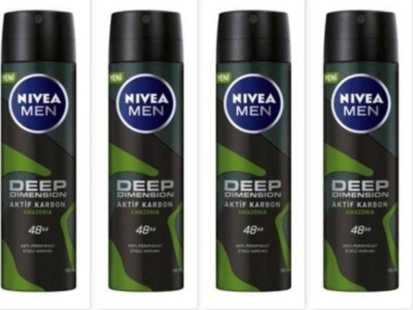 Nivea Men Deep Dimension Amazonia Sprey Deodorant 150 ml Erkek X 4 - Image 1