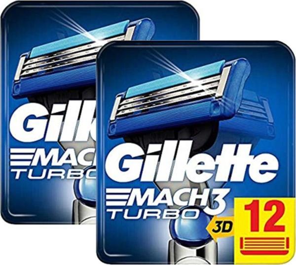 Gillette Mach 3 Turbo 12'Li Yedek Tıraş Bıçağı X 2 Adet - Image 1