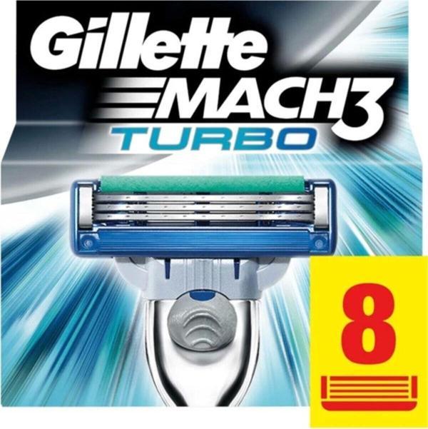 Gillette Mach 3 Turbo 8'Li Yedek Tıraş Bıçağı Karton Paket - Image 1