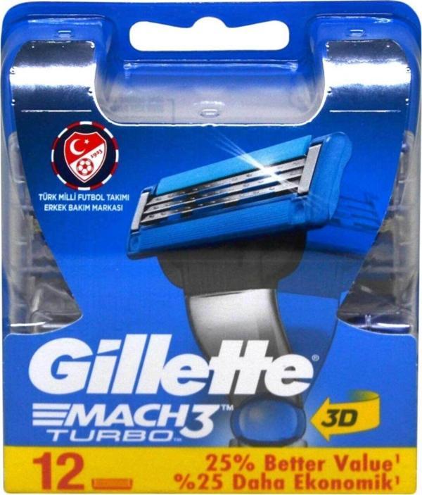 Gillette Mach 3 Turbo Yedek Tıraş Bıçağı 12'Li - Image 1