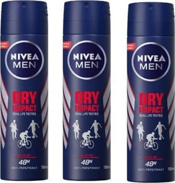 Nivea Men Dry Impact 48H Hızlı Kuruma Anti-Perspirant Erkek Deodorant X 3 Adet - Image 1