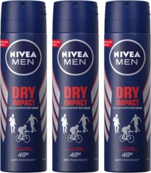 Nivea Men Dry Impact Deodorant 48 Saat 150 ml 3 'Lü Set - Image 1