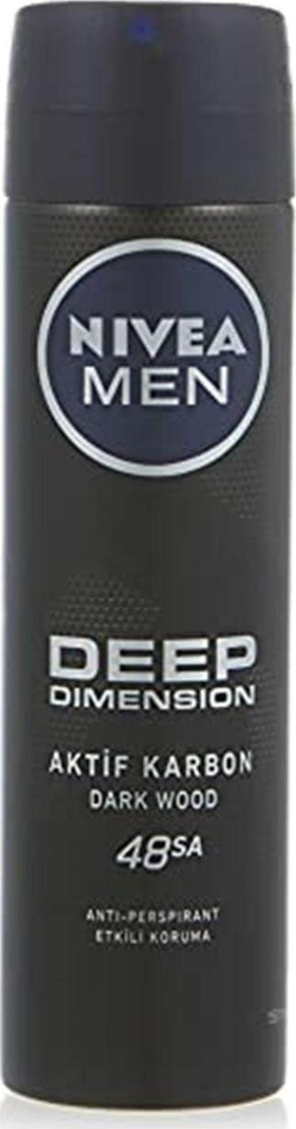 Nivea Men Erkek Sprey Deodorant Deep Dimension 48 Saat Anti-Perspirant Koruma, 150 ml, Erkeksi Koku - Image 1