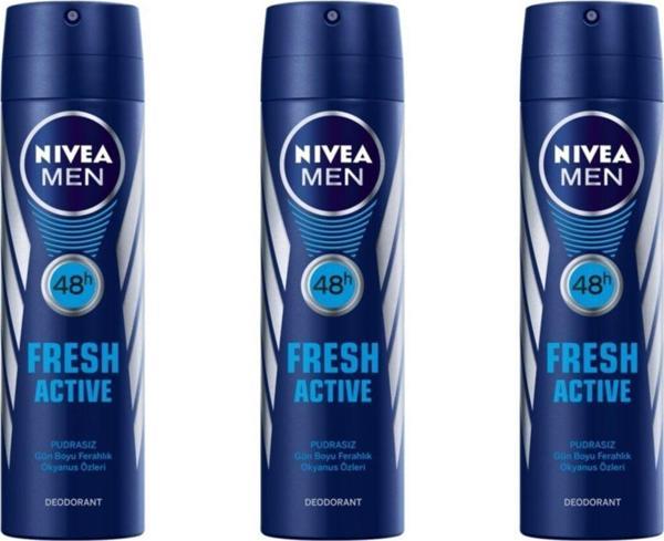 Nivea Men Fresh Active 150 ml Deodorant 3'Lü Paket - Image 1