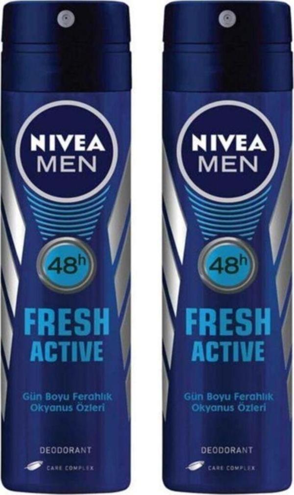 Nivea Men Fresh Active Deodorant Sprey 150 ml 2'Li - Image 1