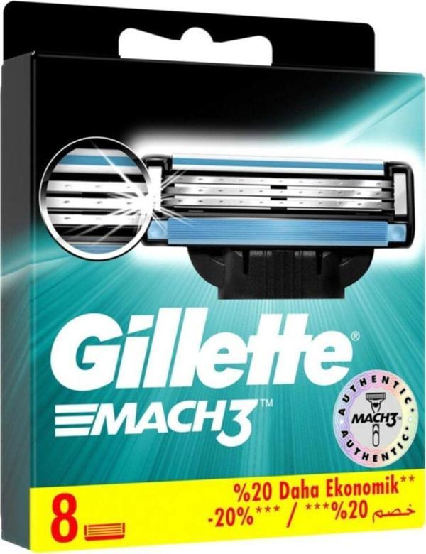 Gillette Mach3 Tıraş Bıçağı Yedek Başlığı 8 Adet Başlık - Image 1