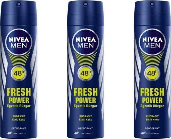 Nivea Men Fresh Power Deodorant 150 ml 3'Lü Paket  - Image 1