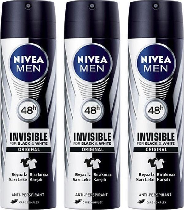 Nivea Men Invisible Black & White 150 ml Deodorant X 3 - Image 1