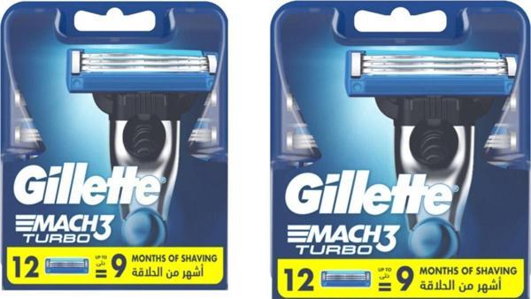 Gillette Mach3 Turbo Yedek Erkek Tıraş Bıçağı 12'Li 7702018611225 X 2 Adet - Image 1
