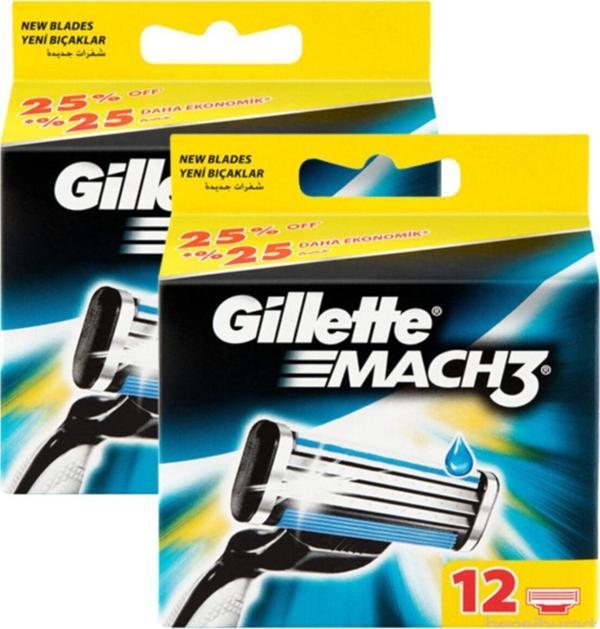 Gillette Mach3 Yedek Tıraş Bıçağı 12'Li 2 Adet - Image 1