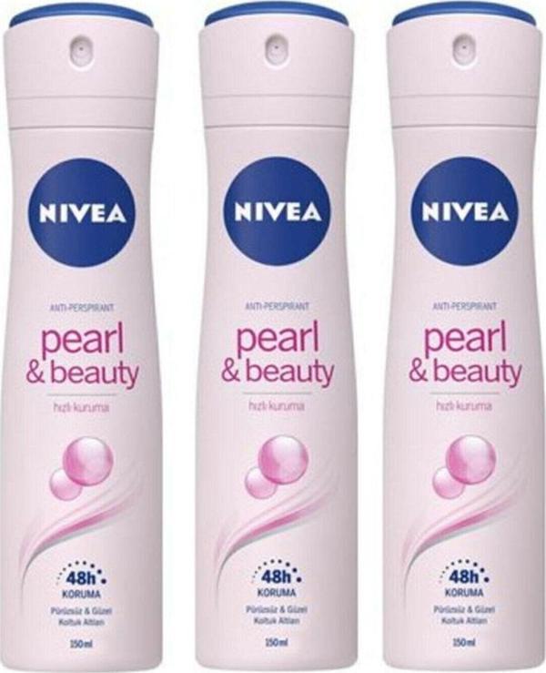Nivea Woman Anti-Perspirant Pearl & Beauty 48H Hızlı Kuruma Kadın Deodorant X 3 Adet - Image 1