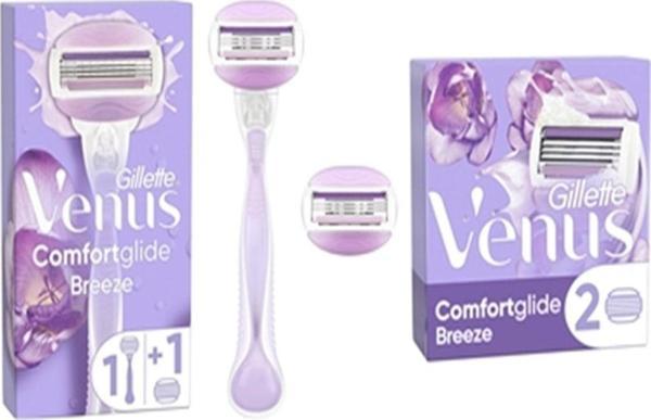 Gillette Venus Comfort Glide Breeze Tıraş Makinesi 2 Yedek Başlık + Breeze 2’Li Yedek Başlık - Image 1