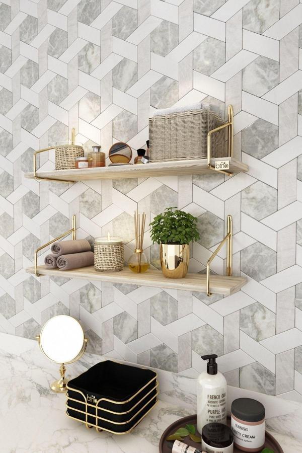 Bino Banyo Rafı Gold Paslanmaz Banyo Düzenleyici Banyo Mutfak Organizer 2'Li Set - Image 1