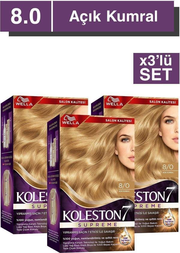 Wella Koleston Supreme Saç Boyası 8/0 Açık Kumral x3'lü Set - Image 1