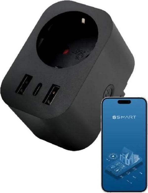 Akıllı Wi-fi Priz Usb Type-c Akım Korumalı Uzaktan Kontrol - Image 1