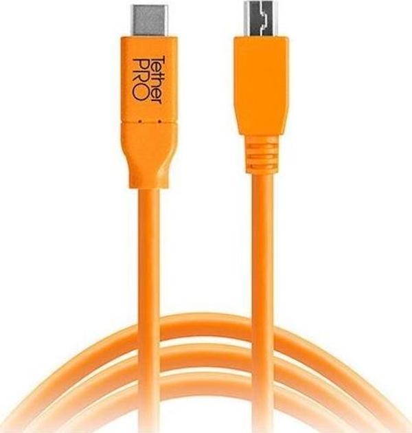 Tether Tools CUC2415-ORG 4.6m USB Kablosu (USB-C - 5Pin Mini USB) - Image 1
