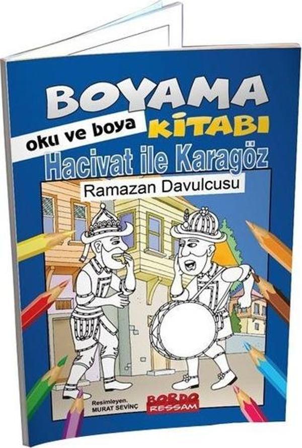 Hacivat ile Karagöz Ramazan Davucusu - Boyama Kitabı Oku ve Boya - Bordo Ressam - Image 1