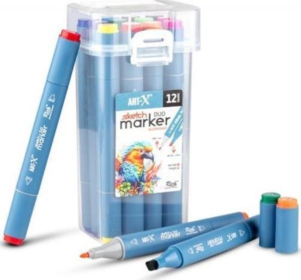 Rich Art X Sketch Duo Marker Çift Uçlu Marker Kalem 12 Renk Set 18046 - Image 1