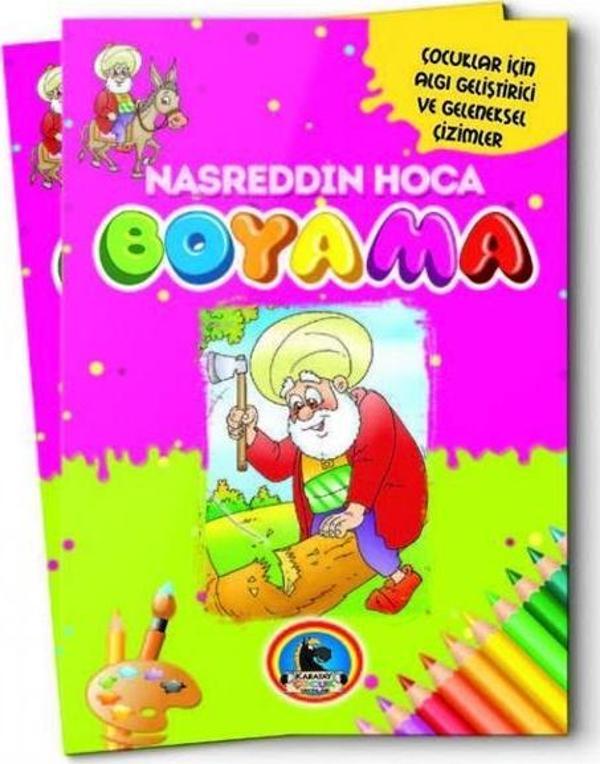 4E Boyama Kitabı Nasrettin Hoca Örnekli Renkli 128 Syf Karatay Yayınevi - Image 1