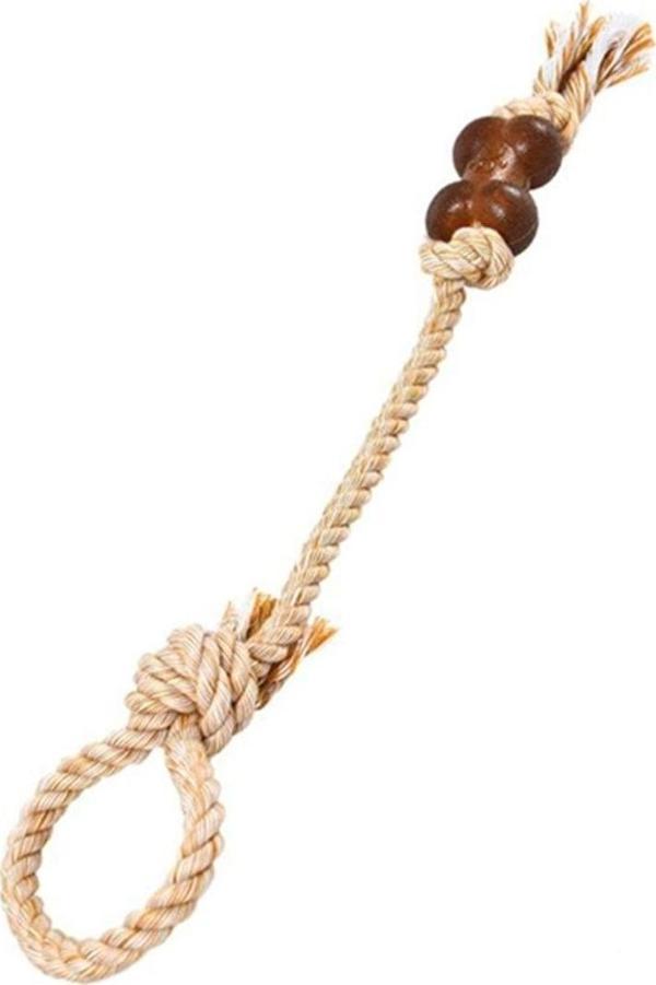 Zampa Çekiştirmeli Halat Kemikli Köpek Oyuncağı, Kahverengi 52 Cm - Image 1