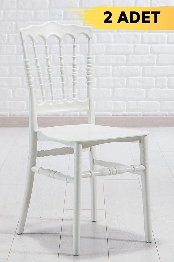 Sandalie 2 Adet Miray Beyaz Pratik Sandalye / Balkon - Bahçe - Mutfak - Image 1