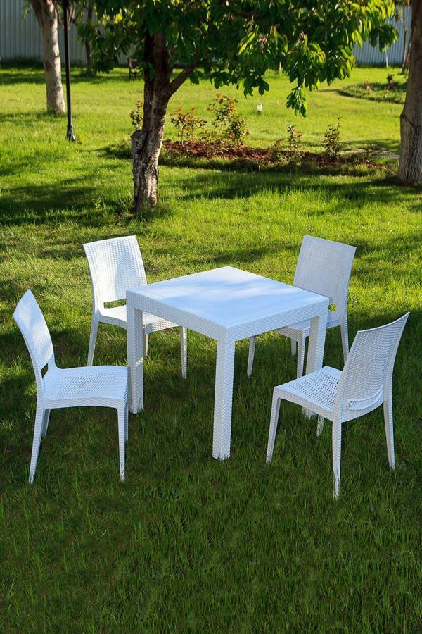 Sandalie Beyaz Rattan Masa Takımı - Image 1