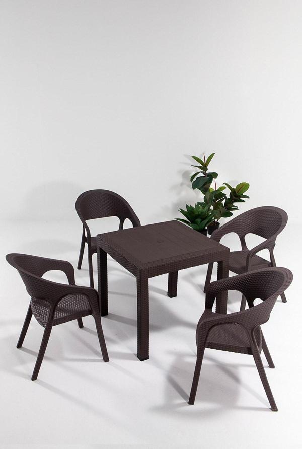 Sandalie Garden Rattan Kahve Masa Takımı Bahçe&Balkon - Image 1