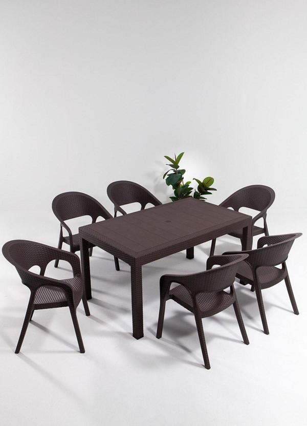 Sandalie Kahverengi Garden Large Rattan Masa Takımı - Image 1