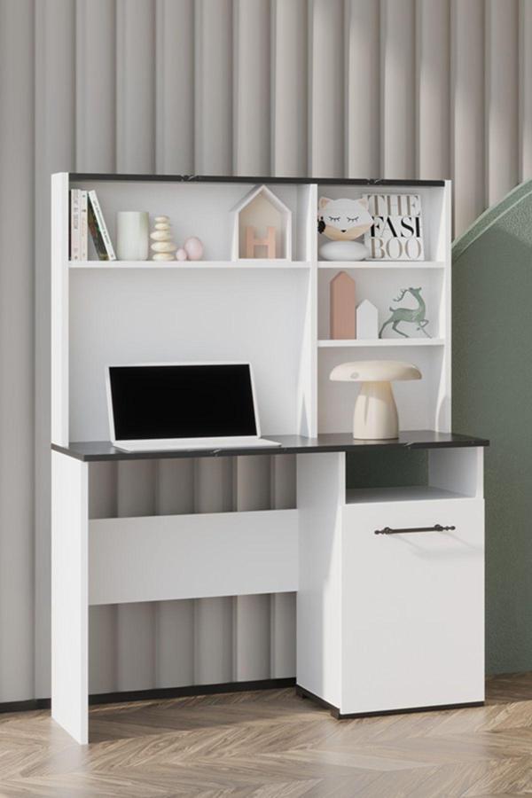 Sandalie Still 50X110 Cm Çalışma Masası Bilgisayar Masası Ofis Ders Yemek Masası Siyah&Beyaz - Image 1