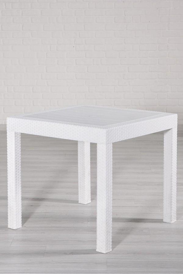 Sandalie Rattan 80X80 Camsız Beyaz Masa - Bahçe&Balkon&Teras - Image 1
