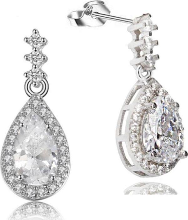 Zirkon Taşı Lusso Damla Diamond Kadın Gümüş Küpe - Image 1