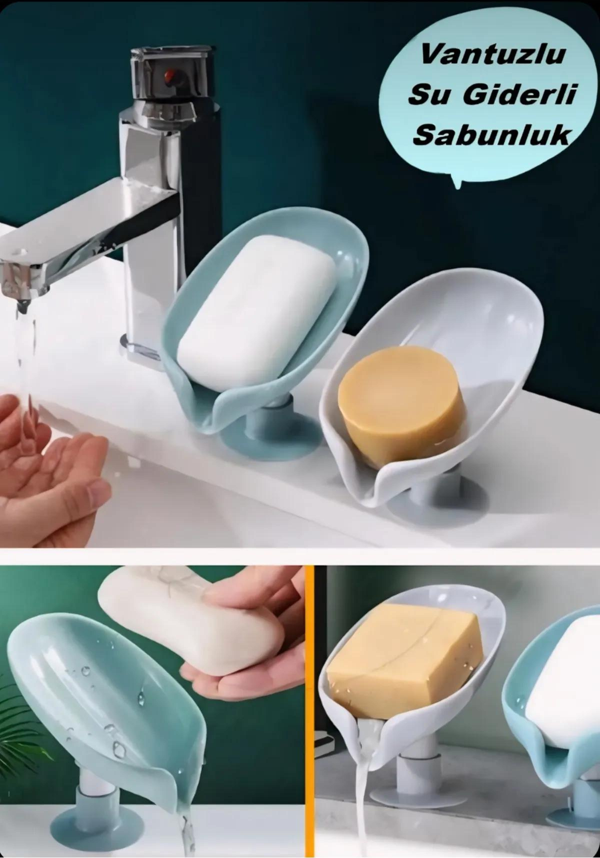 Sabunluk Su Giderli Vantuzlu Pratik Sabunluk Hijyenik Kaymaz Su Tutmaz Katı Sabunluk - Image 1